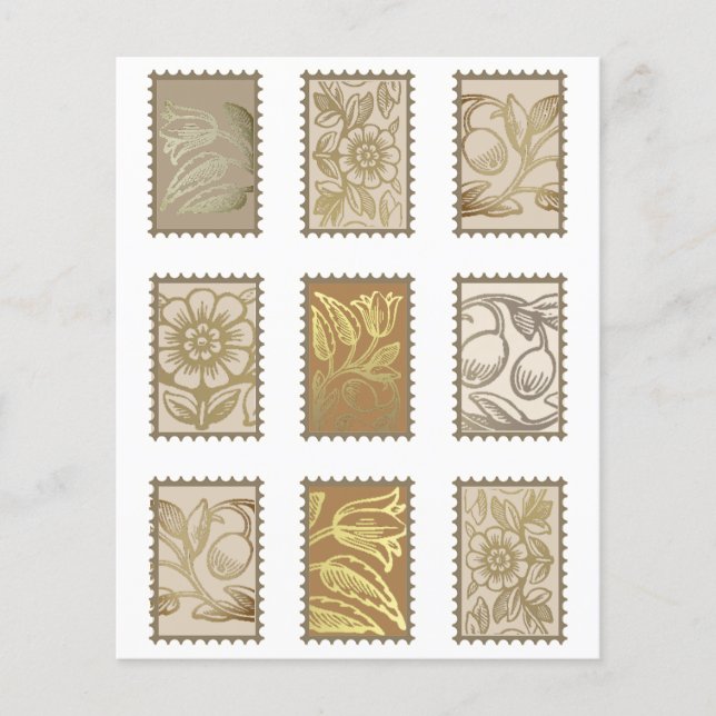 Faux Postage Stamp  Floral Journal Ephemera (Voorkant)