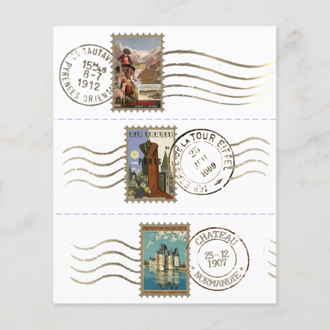 Faux Postage Stamps French  Junk Journal (Voorkant)