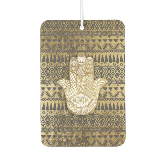 Faux Print Gold Hamsa Hand Tribal Aztec Luchtverfrisser (Voorkant)