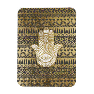 Faux Print Gold Hamsa Hand Tribal Aztec Magneet