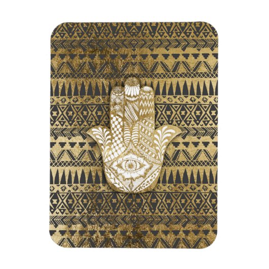 Faux Print Gold Hamsa Hand Tribal Aztec Magneet (Verticaal)
