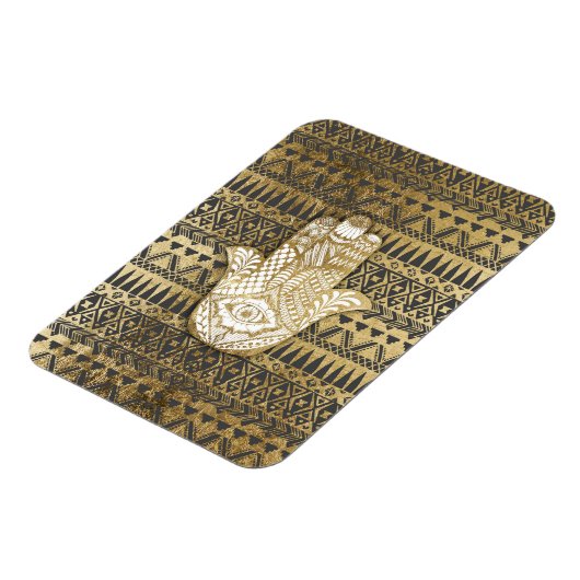 Faux Print Gold Hamsa Hand Tribal Aztec Magneet (Linkerzijde)