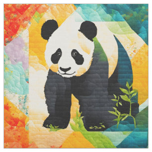 Faux quilt look Panda Beer cheater block Stof
