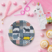 Faux-Quilted Hippo Papieren Bordje (Feest)