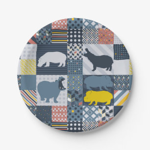 Faux-Quilted Hippo Papieren Bordje