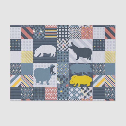 Faux-Quilted Hippo Tissuepapier (Voorkant)
