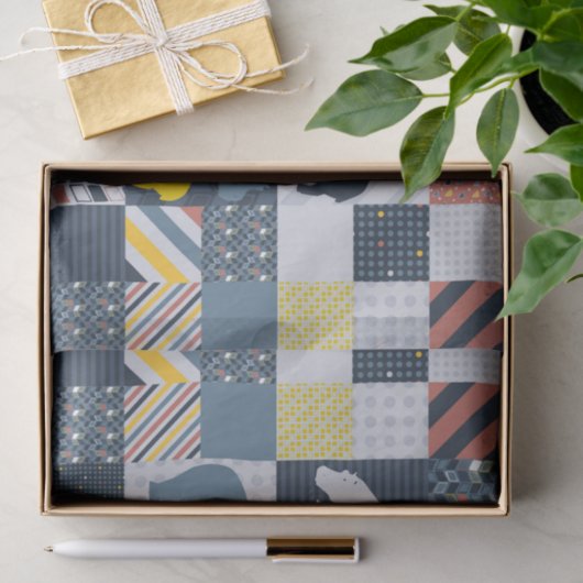 Faux-Quilted Hippo Tissuepapier (Geschenk)