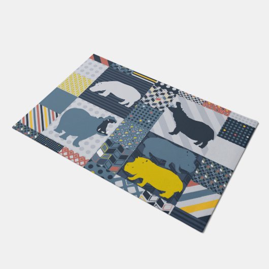Faux-quilted Hippos Deurmat (Schuin)