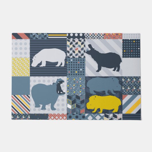 Faux-quilted Hippos Deurmat (Voorkant)