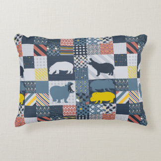 faux-quilted nijlpaarden accent kussen