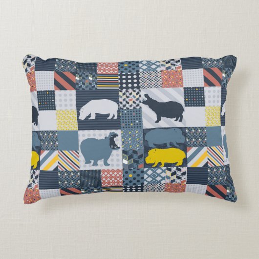 faux-quilted nijlpaarden accent kussen (Voorkant)