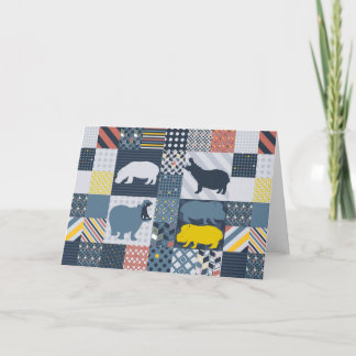 faux-quilted nijlpaarden kaart