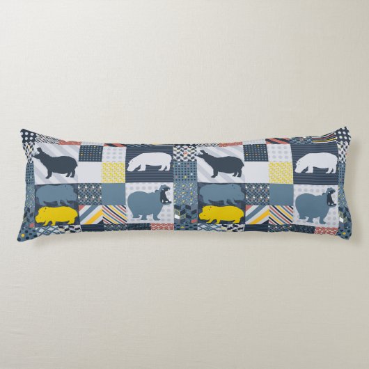 faux-quilted nijlpaarden lichaamskussen (Voorkant)