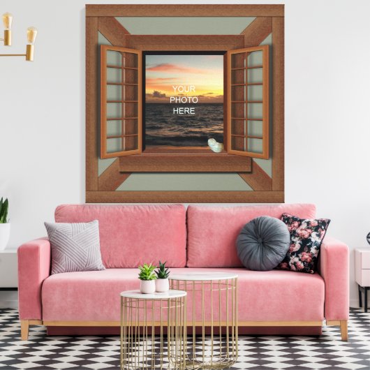 Faux raam met Seashell Custom Canvas Wall Art (Insitu (Woonkamer))