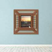 Faux raam met Seashell Custom Canvas Wall Art Afdruk (Insitu (Houten vloer))