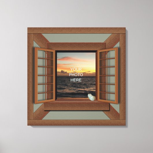 Faux raam met Seashell Custom Canvas Wall Art Afdruk (Voorkant)