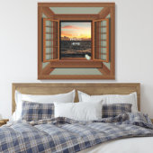 Faux raam met Seashell Custom Canvas Wall Art Afdruk (Insitu (Slaapkamer))