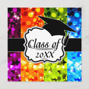 faux rainbow glitter afstuderen kaart