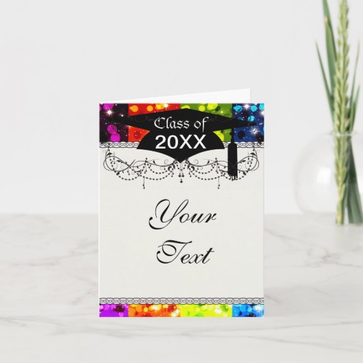 faux rainbow glitter afstuderen kaart (Voorkant)