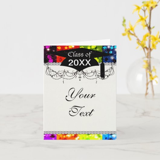 faux rainbow glitter afstuderen kaart (Gele Bloem)