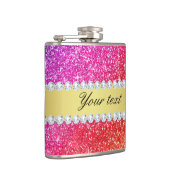 Faux Rainbow Glitter Diamonds - Gepersonaliseerd Heupfles (Rechts)