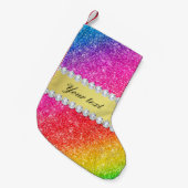 Faux Rainbow Glitter Diamonds - Gepersonaliseerd Kleine Kerstsok (Voorkant (Hangend))