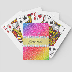 Faux Rainbow Glitter Diamonds - Gepersonaliseerd Pokerkaarten