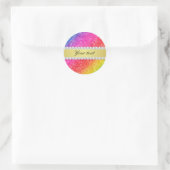 Faux Rainbow Glitter Diamonds gepersonaliseerd Ronde Sticker (Tas)