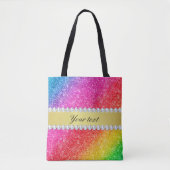 Faux Rainbow Glitter Diamonds - Gepersonaliseerd Tote Bag (Voorkant)