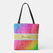 Faux Rainbow Glitter Diamonds - Gepersonaliseerd Tote Bag (Achterkant)