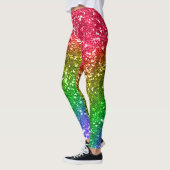 Faux Rainbow Glitter Kleurrijk Festival Leggings (Links)