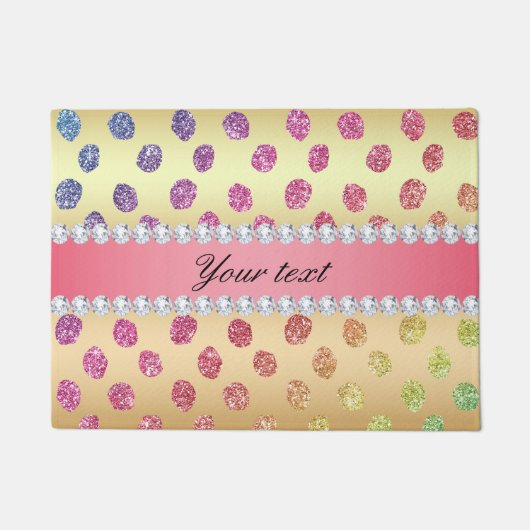 Faux Rainbow Glitter Spots Diamonds Deurmat (Voorkant)