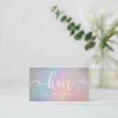 Faux Rainbow glitter wit script haar Afsprakenkaartje (Staand voorkant)