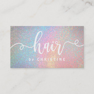 Faux Rainbow glitter wit script haar Afsprakenkaartje