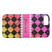 Faux Rainbow Neon Glitter Diamonds Black Case-Mate iPhone Case (Achterkant (Horizontaal))