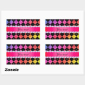 Faux Rainbow Neon Glitter Diamonds Zwart Rechthoekige Sticker (Vel)