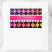 Faux Rainbow Neon Glitter Diamonds Zwart Rechthoekige Sticker (Tas)