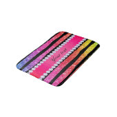 Faux Rainbow Neon Glitter Stripes Diamonds Black Badmat (Gekanteld)