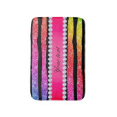 Faux Rainbow Neon Glitter Stripes Diamonds Black Badmat (Voorkant Verticaal)