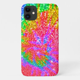 Faux Rainbow Tie Dye Glitter Swirl Pattern Case-Mate iPhone 14 Hoesje