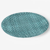 Faux Rattan Blauwgroen Turquoise Zigzag Weave Patt Papieren Bordje (Gekanteld)