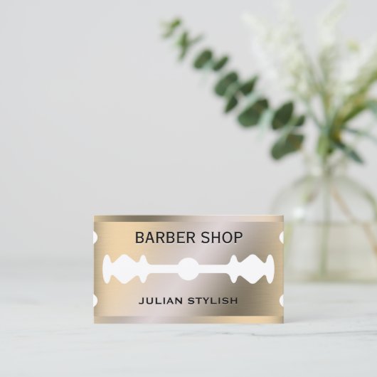 Faux razor bladgoud, metaal visitekaartje (Staand voorkant)