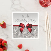 Faux Red Bow Sequins Diamond Elke Verjaardag Servet (Insitu)