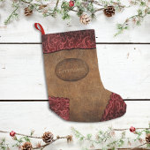 Faux Red Brown Monogram Leather Kleine Kerstsok