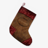 Faux Red Brown Monogram Leather Kleine Kerstsok (Voorkant (Hangend))