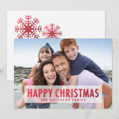 Faux Red Foil Happy Kerstmis Modern Holiday Foto Feestdagenkaart (Voorkant / Achterkant)