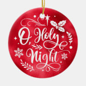 Faux Red Folie O Heilige Nachtbrieftering Foto Keramisch Ornament (Voorkant)