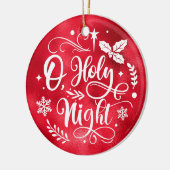 Faux Red Folie O Heilige Nachtbrieftering Foto Keramisch Ornament (Links)