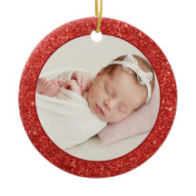 Faux Red Glitter Baby eerste kerstfoto