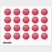Faux Red Glitter Ombre Bedankt Ronde Sticker (Vel)